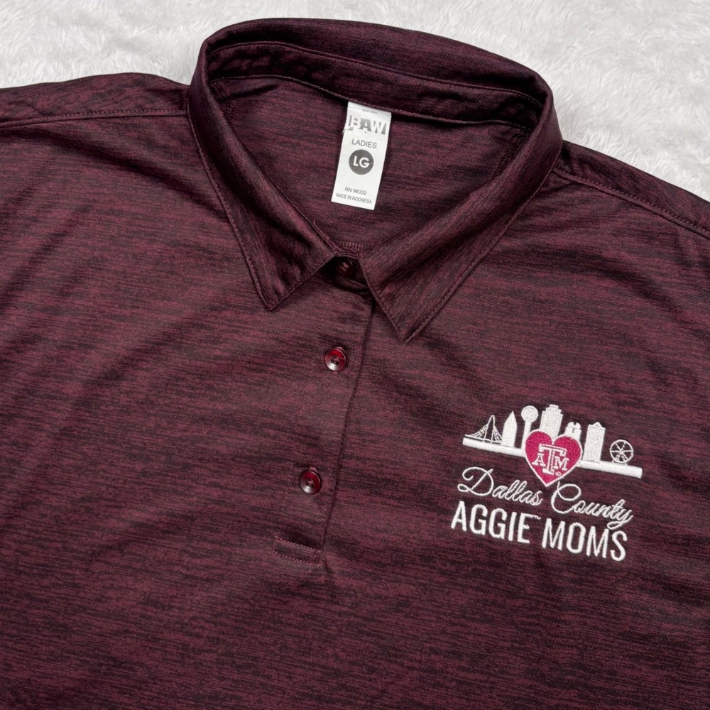 Dallas‎ County Aggie Moms Texas A&M Polo Shirt Women L (FIT M) Maroon Dry-Tek